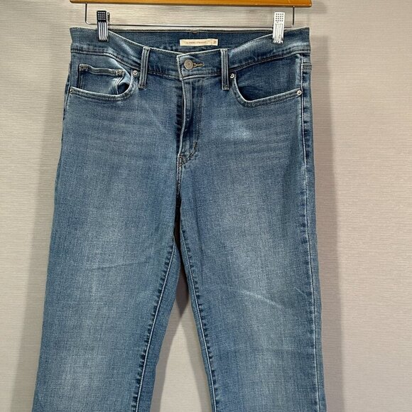 Levis Jeans Womens 31 Slimming Straight Medium Wash Cotton Stretch Painted Pocke - Picture 2 of 10